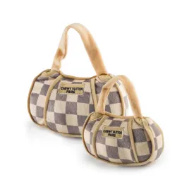 Checker Chewy Vuiton Handbag Dog Toy