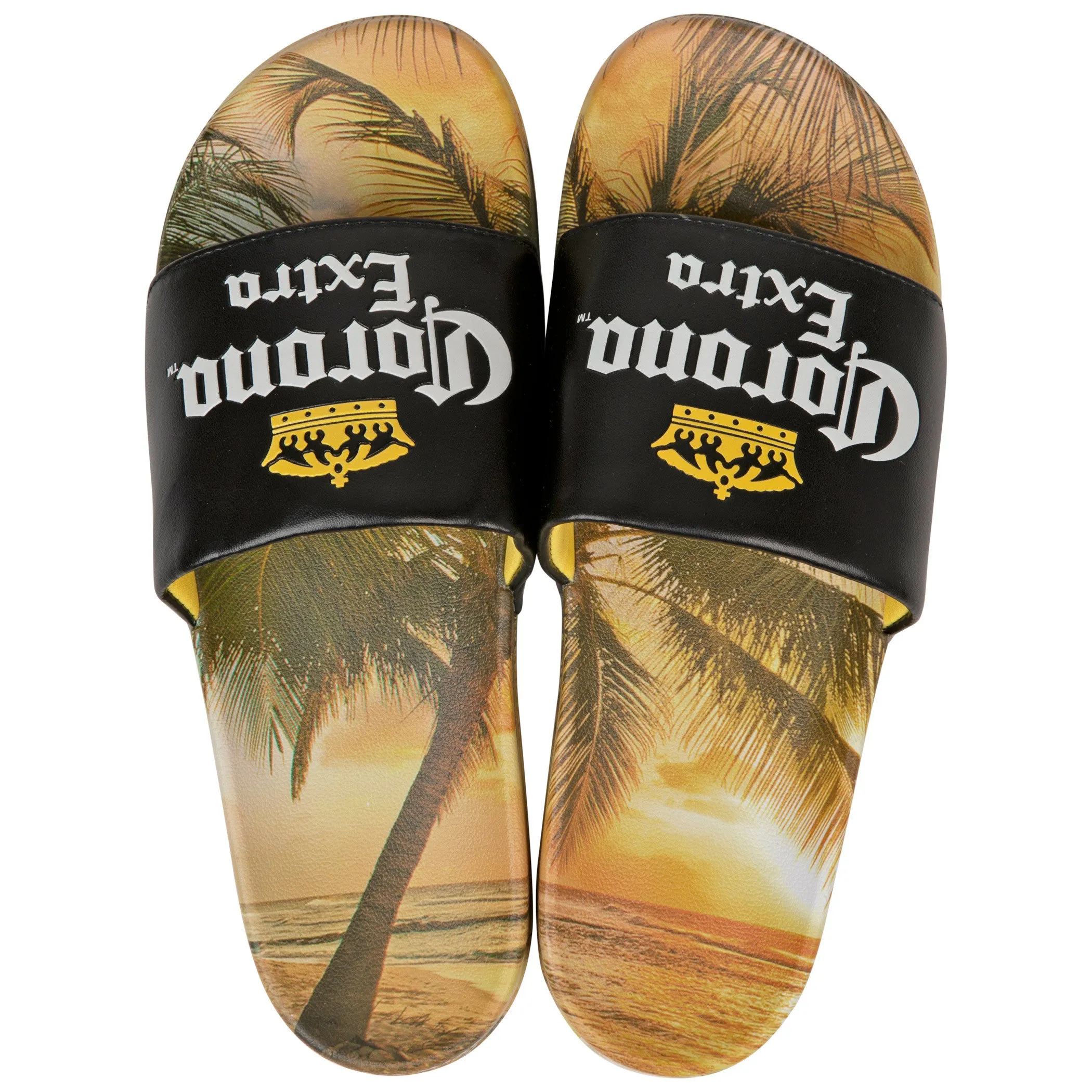 Corona Extra Black Label with Beach Scene Sandal Slides