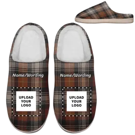 Corporate personalized gifts, christmas gift ideas employees Personalized Plaid Indoor Slippers, Custom Love Pets Slippers with image and Name,kitty2020-23020185