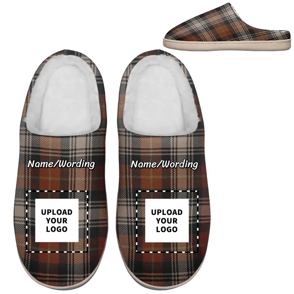 Corporate personalized gifts, christmas gift ideas employees Personalized Plaid Indoor Slippers, Custom Love Pets Slippers with image and Name,kitty2020-23020185