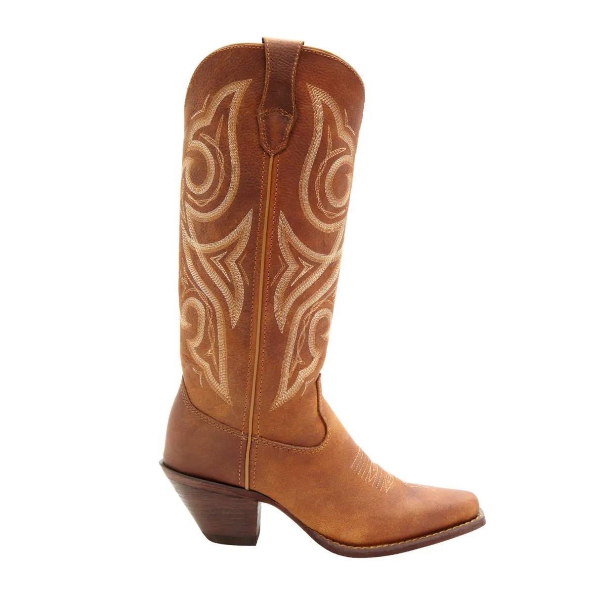 Crush by Durango Womens Cognac Leather Jealousy Stitch Cowboy Boots