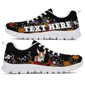 Custom Name Bull Terrier Sneaker, Bull Terrier Colorful Flower Floral Dog Lovers Sneakers Gym Running Shoes, Best Running Shoes