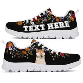 Custom Name Shiba Inu Sneaker, Shiba Inu Flower Floral Colorful Dog Lovers Sneakers Gym Running Shoes, Best Running Shoes