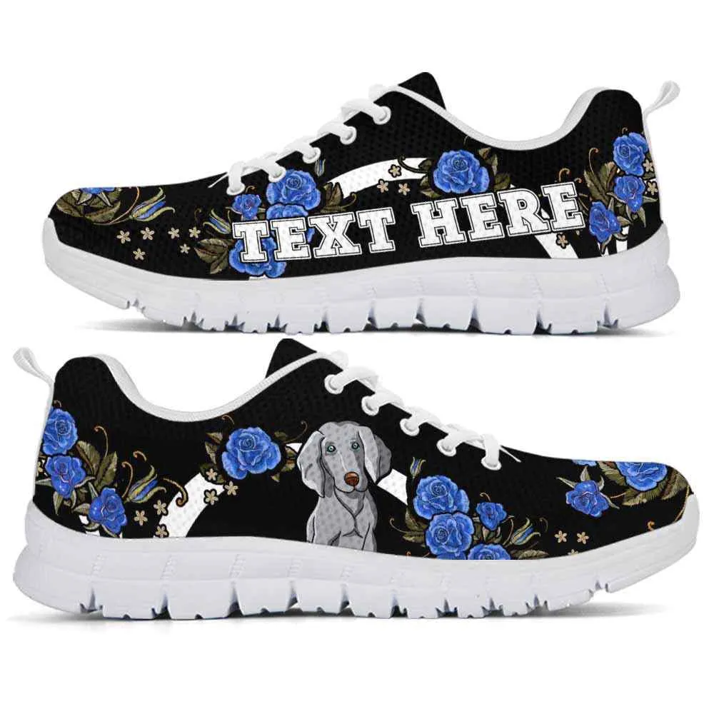 Custom Name Weimaraner Sneaker, Weimaraner Dog Lovers Sneakers Gym Rose Blue Flower Running Shoes, Best Running Shoes