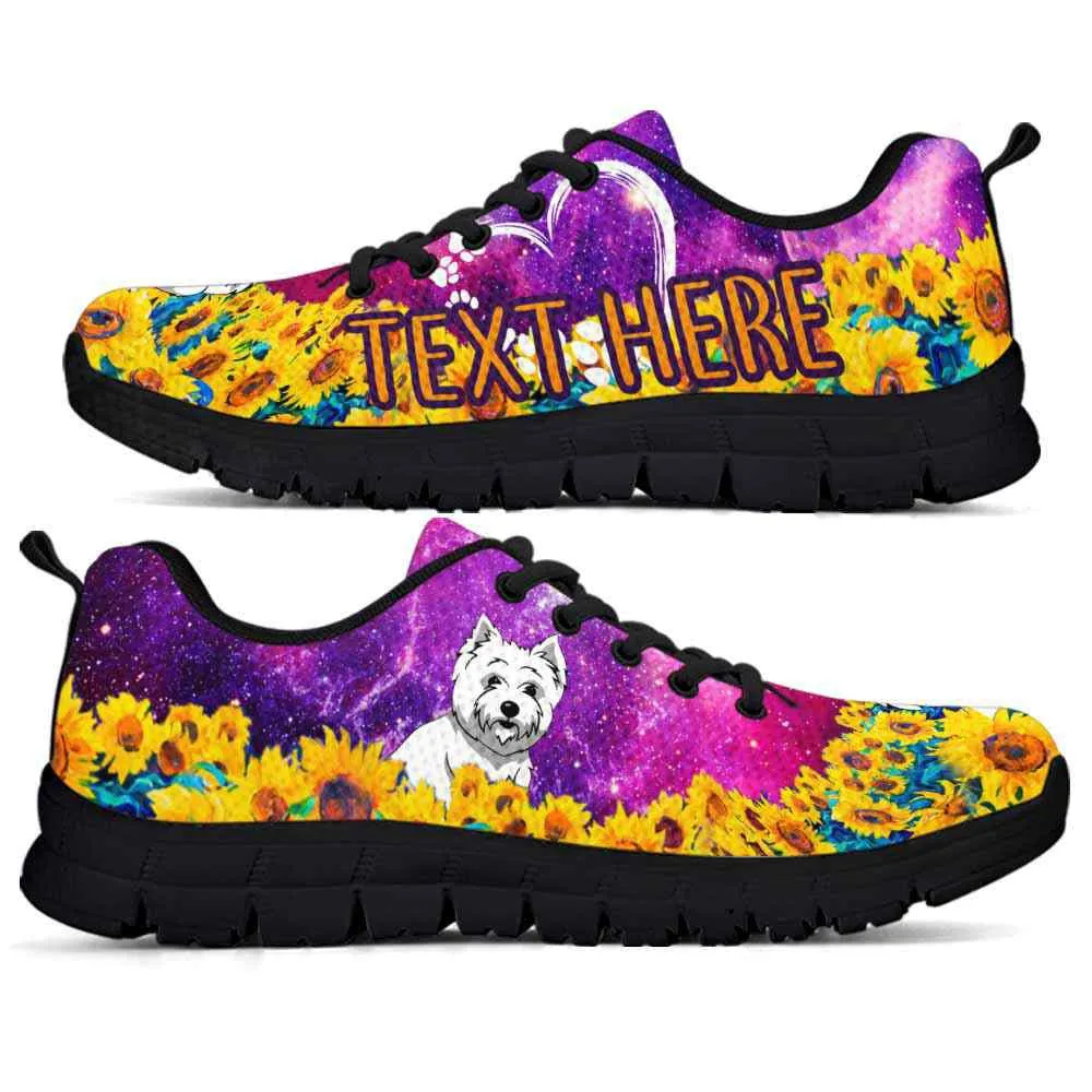 Custom Name West Highland Terrier Sneaker, Westie Sunflower Galaxy Sneakers Running Shoes, Best Running Shoes