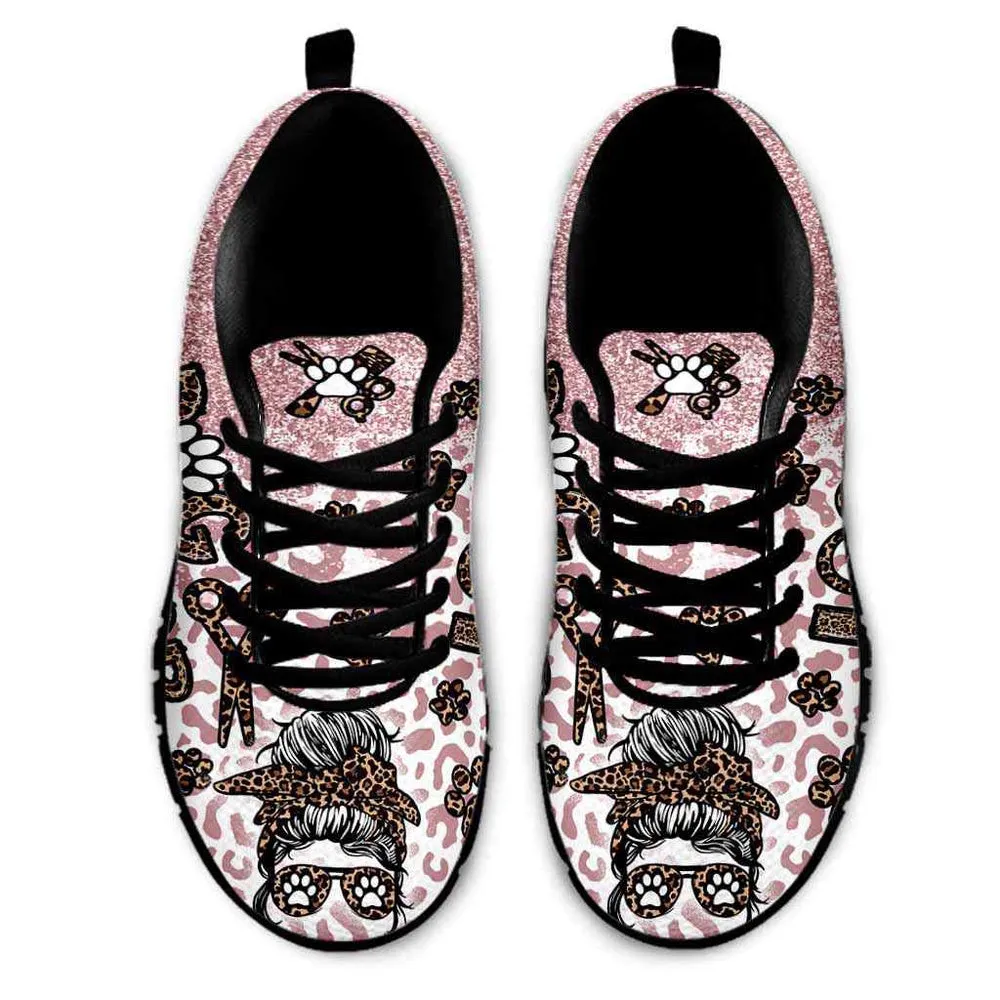 Dog Groomer Sneaker, Dog Groomer Leopard Pink Sneakers Shoes, Best Running Shoes, Unique Gifts For Dog Lovers