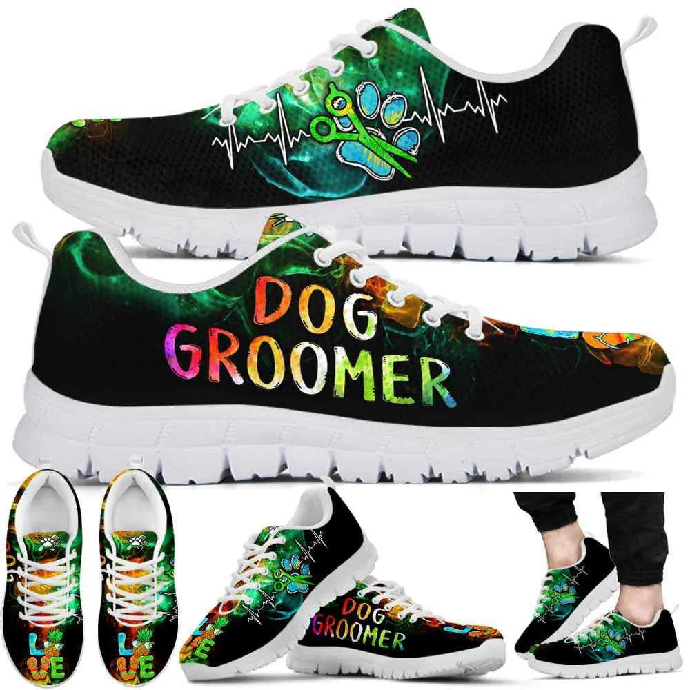 Dog Groomer Sneaker, Dog Groomer Summer Smoke Heartbeat Love Sneakers Shoes, Best Running Shoes, Unique Gifts For Dog Lovers