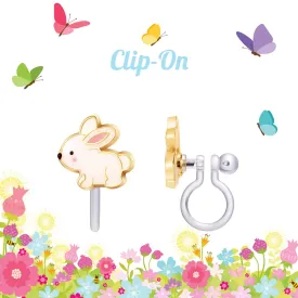 Girl Nation - CLIP ON Cutie Earrings- Glitter Rabbit