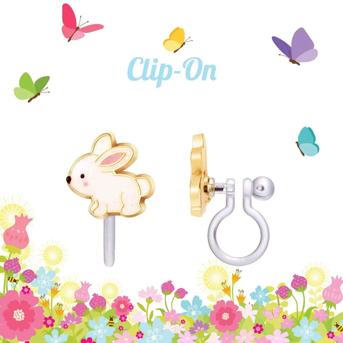 Girl Nation - CLIP ON Cutie Earrings- Glitter Rabbit