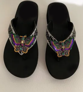 mardi gras Slippers/ mardigras Bling Rhinestone Sandals/Women Flip Flop shoes