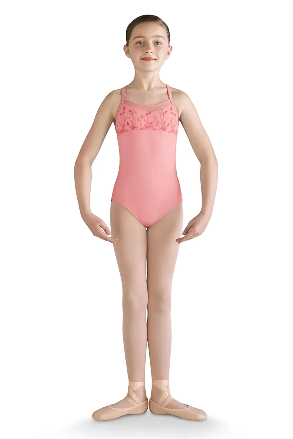 MIRELLA M1210C GIRLS MESH FRONT CAMISOLE LEOTARD