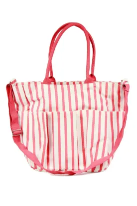 Stylish Pink Striped Weekender Bag